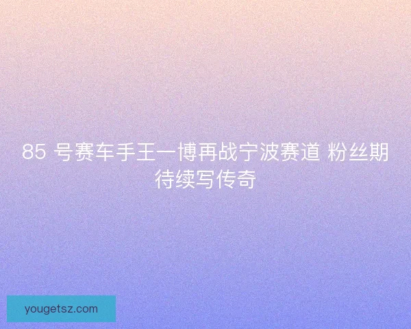 85 号赛车手王一博再战宁波赛道 粉丝期待续写传奇