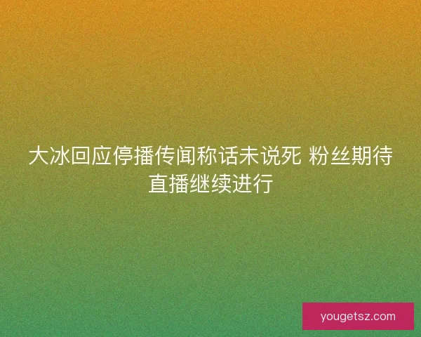 大冰回应停播传闻称话未说死 粉丝期待直播继续进行