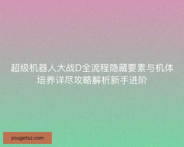 超级机器人大战D全流程隐藏要素与机体培养详尽攻略解析新手进阶